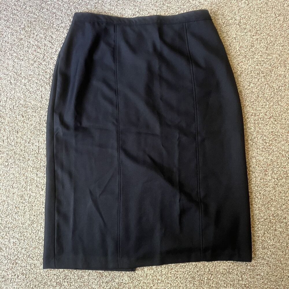 Vintage Kathie Lee Womens Midi Skirt Size 24W Black Elastic Waist Office Church